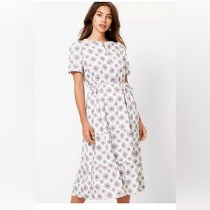LOFT Medallion Side Tie Midi Dress